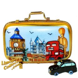 London Landmarks Suitcase & Black Taxi Limoges Box (Beauchamp)