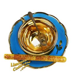 Blue Teacup & Saucer Limoges Box (Rochard)