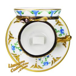 Tea Cup & Saucer with Lemon Slice Limoges Box (Retired)