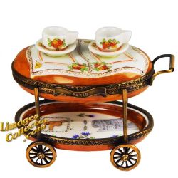 Tea Tray Serving Cart with Cups Limoges Box (Retired)