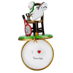 Tennis Attire on Chair with Racket and Trophy Limoges Box French Porcelain Limoges Boxes France
