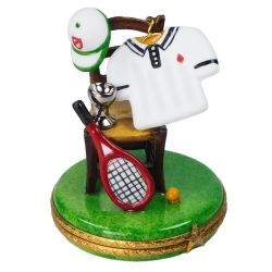 Tennis Attire on Chair with Racket and Trophy Limoges Box