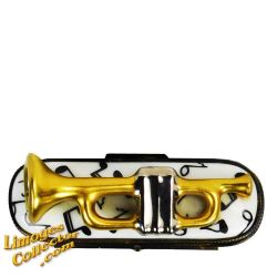 Trumpet on Musical Notes Limoges Box (Retired)