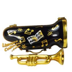 Trumpet with Black Case Limoges Box (Retired)