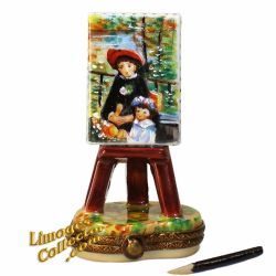 Renoir Two Sisters Painting on Easel Limoges Box (Beauchamp)