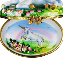 Majestic Unicorn with Flower Garland Limoges Box by Beauchamp Limoges Porcelain Trinket Box