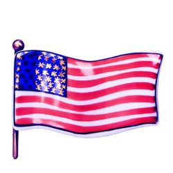 US Flag Limoges Box on Flag Pole with 24K Gold Stars, Retired Authentic Hand-Painted Limoges Boxes France Patriotic Collectible Luxury Gift