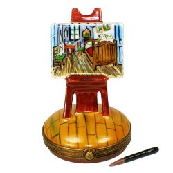 Van Gogh Bedroom at Arles Painting on Easel Limoges Box, a Beauchamp Authentic Hand-Painted French Porcelain Trinket Box Art Piece