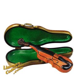 Violin with Brown Case Limoges Box (Chamart)