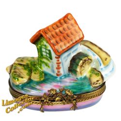 French Country Cottage with Waterwheel Limoges Box (Retired)