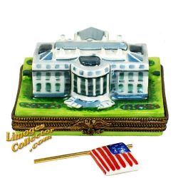 White House with US Flag Limoges Box (Beauchamp)