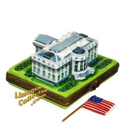 White House with US Flag Limoges Box (Beauchamp)