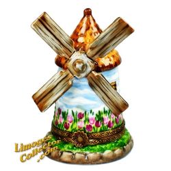 Windmill with Tulip painting Limoges Box (Beauchamp)
