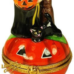 Halloween Witch on Pumpkin Limoges Box (Beauchamp)