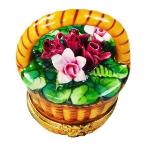 Basket of Roses with Card for Any Occasion Limoges box, Exclusive by Beauchamp, 100% Authentic Hand-Painted French Porcelain Gift