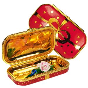 Bouquet of Pink Roses in Red Flower Box Limoges Box (Retired)