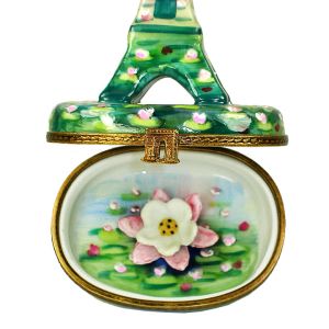 Eiffel Tower with Monet Water Lilies Design Limoges Box by Beauchamp | 100% Authentic Hand-Painted French Porcelain