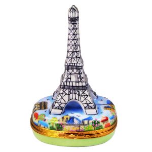 Eiffel Tower over Paris Landmarks Exclusive Beauchamp Limoges Box | 100% Authentic Hand-Painted French Porcelain Travel Trinket Box Gift 