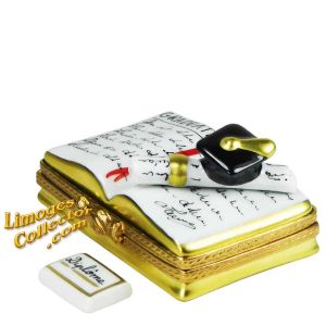 Open Graduation Book with Cap & Diploma Limoges Box (Beauchamp)