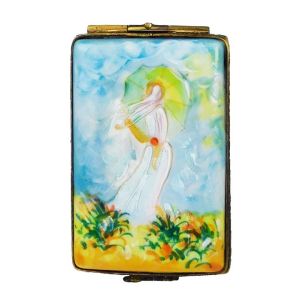 Monet Lady With Parasol Painting Limoges Box | Woman with Umbrella Limoges Box