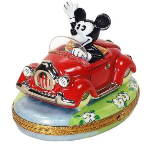 Mickey Mouse in Red Car Limoges Box Walt Disney Collectible Limoges Boxes French Porcelain Limoges