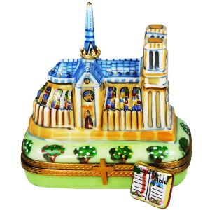 Notre Dame Cathedral of Paris Limoges Box with Bible by Beauchamp | 100% Authentic French Porcelain Paris Collectible & Gift