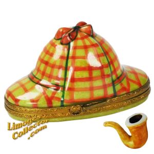 Sherlock Holmes Iconic Hat and Pipe Limoges Box (Retired)