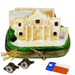 The Alamo with Texas Flag & Cannons Limoges Box (Rochard)