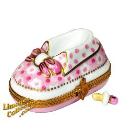 Baby Girl Floral Bootie with Baby Pacifier Limoges Box (Beauchamp)
