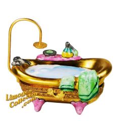 Clawfoot Gold Bathtub Limoges Box (Chanille)
