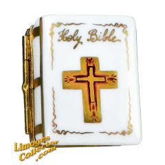 Holy Bible in White with Jesus Image Inside Limoges Box (Beauchamp)