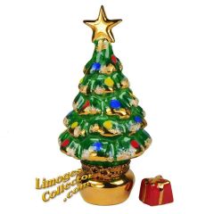 Christmas Tree with Gold Base & Gift Limoges Box (Beauchamp)