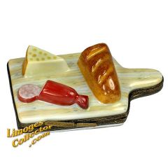 Cutting Board with Bread, Cheese & Sausage Limoges Box (Retired)