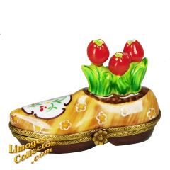 Dutch Wooden Clog with Red Tulips Limoges Box