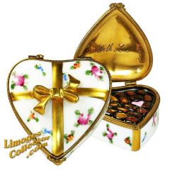 Chocolate Assortment In Floral Heart Limoges Box (Rochard)