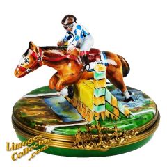 Steeplechase Race Jumping Horse & Rider Limoges Box (Rochard)