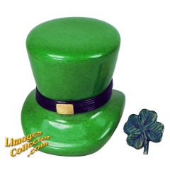 Leprechaun Hat with Lucky Clover Limoges Box (Rochard)