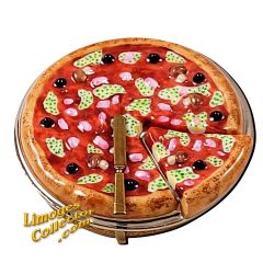 Large Pizza with a Cut Slice Limoges Box (Rochard)