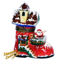 Santa on Chimney of House Decorated for Christmas Limoges Box