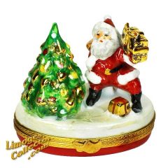 Santa Claus with Christmas Tree Limoges Box (Beauchamp)