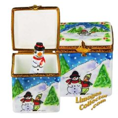 Christmas Cube with Snowman Jack-In-The-Box Limoges Box