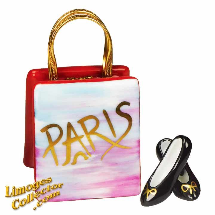 Paris Shopping Bag with Shoes Limoges Box by Beauchamp