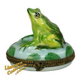 Details about   Porcelain Hinged Box Frog on a Lily Pad 