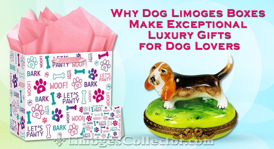 Authentic hand-painted Dog Limoges box crafted from French porcelain, luxury collectible gift for dog lovers and collectors