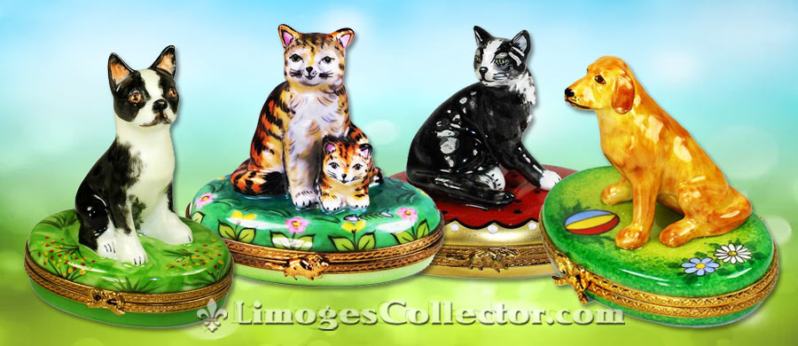 Buy Authentic Dogs & Cats Limoges Boxes, Hand-Painted French Porceelain | LimogesCollector.com