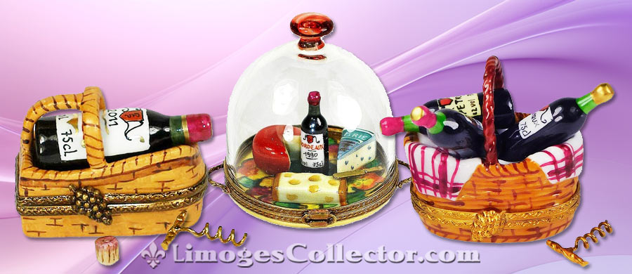 Buy Wine & Champagne Limoges boxes, Authentic Hand-Painted Porcelain From France