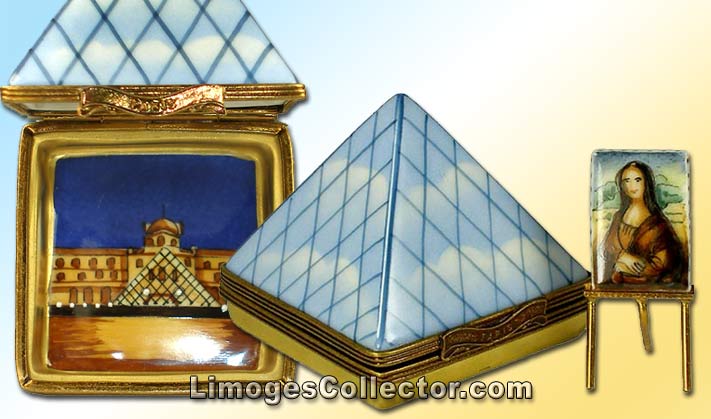 Louvre Museum Pyramid and Mona Lisa Painting Limoges Box | LimogesCollector.com