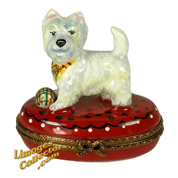White Westie Limoges Box by Beauchamp | LimogesCollector.com