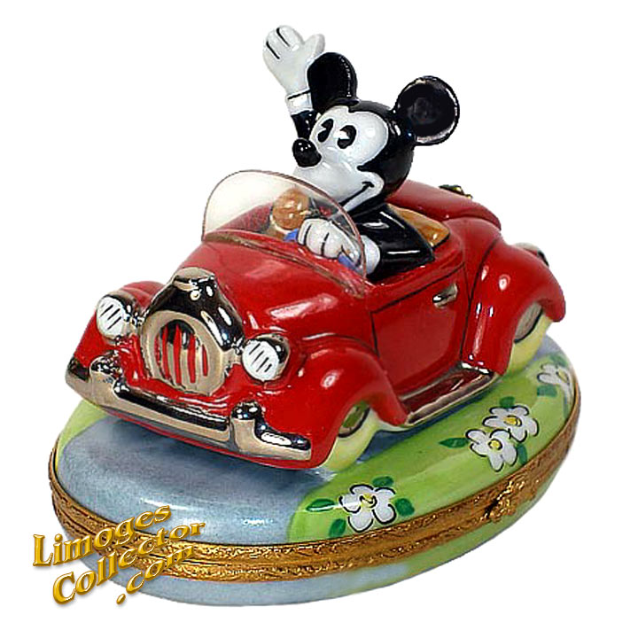 MICKEY MOUSE IN RED CAR DISNEY LIMOGES BOX (ARTORIA)